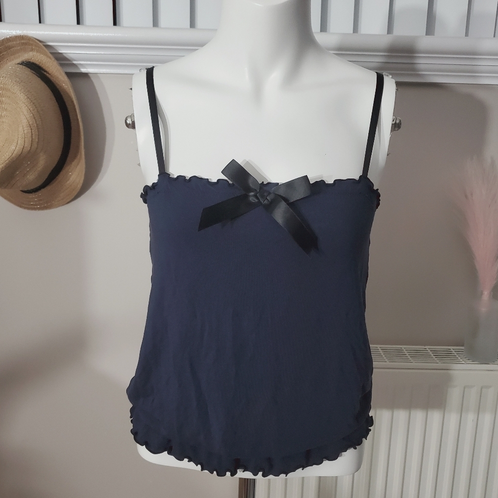 AERIE Y2K Lounge Bow Front Smocked Top